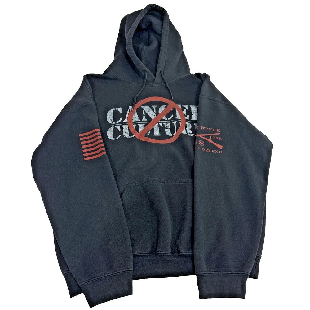 Grunt Style American Flag Hoodie Black Size Medium America Veteran USA